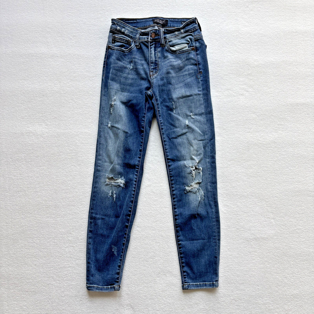 Judy Blue Relaxed‎ Fit Jeans Womens 3/26 Blue Excellent Distressed JB8271DK